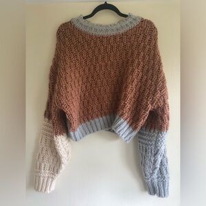 Cropped Wool Blend Sweater